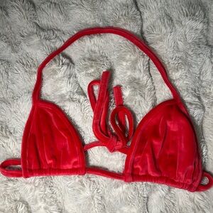 Red Velvet Triangle Bralette Top - Women Intimates